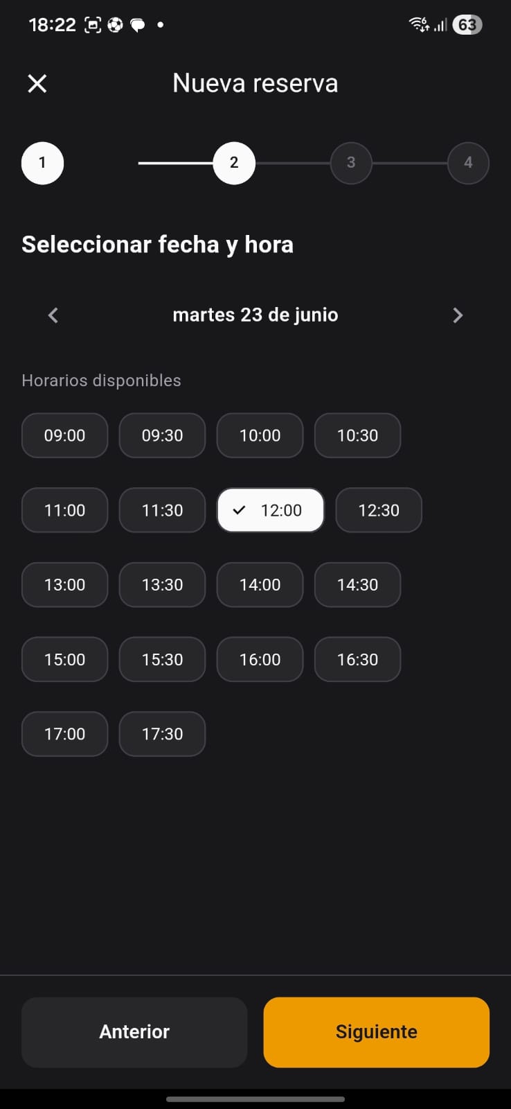 Nueva reserva en 4 pasos