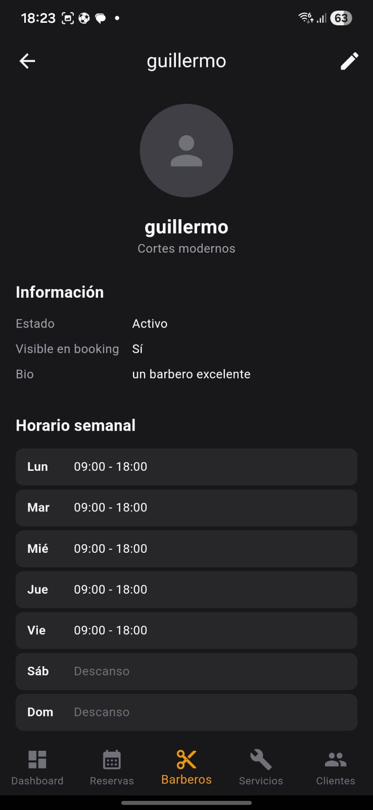 Gestión de barberos